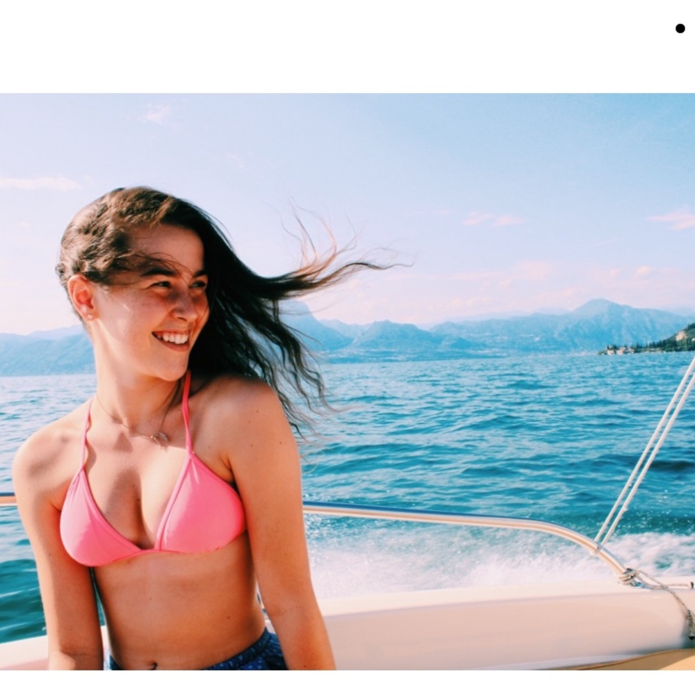 Pink triangle bikini top